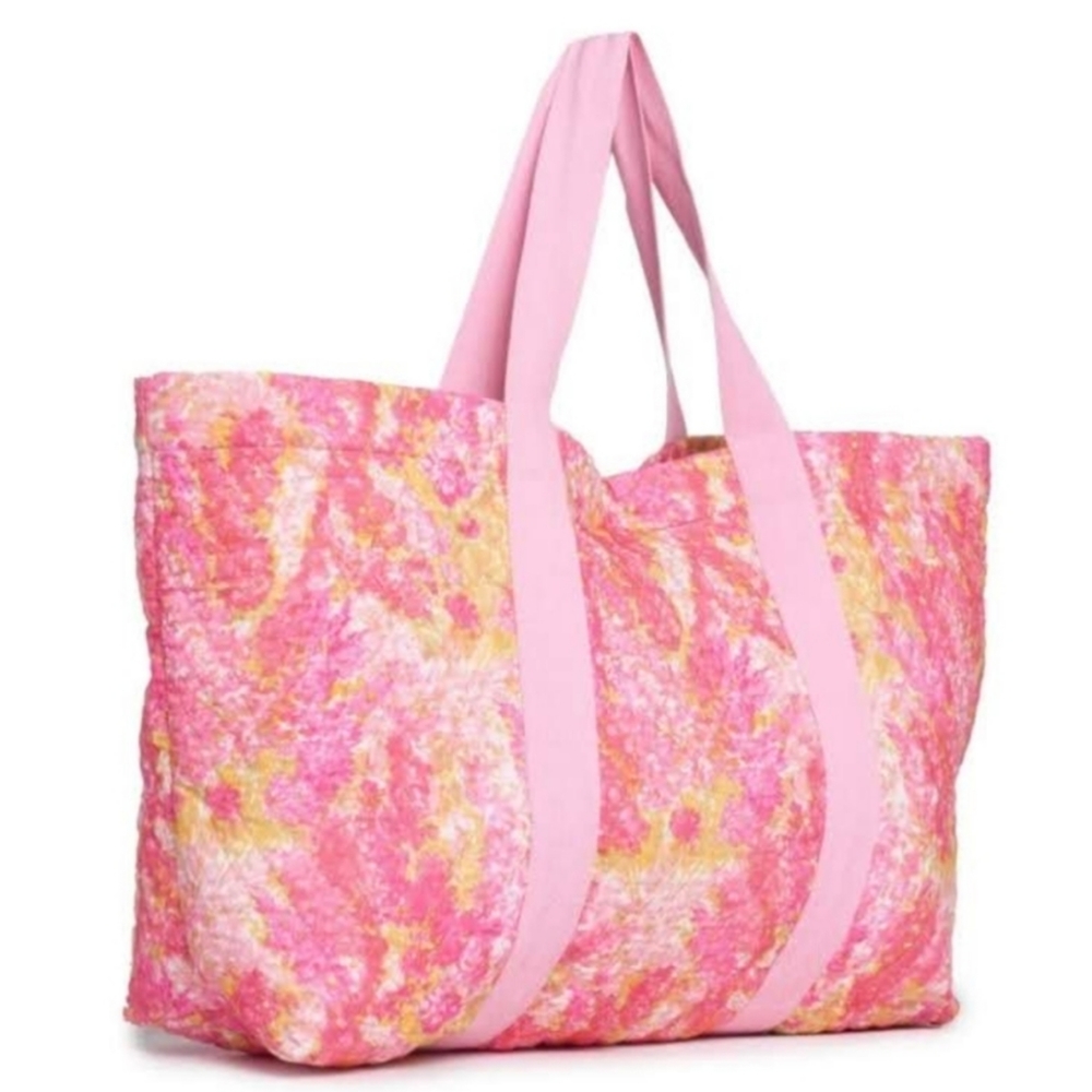 Loveshackfancy Cyndi Weekender Tote Travel Bag in Pink Swaying Coral